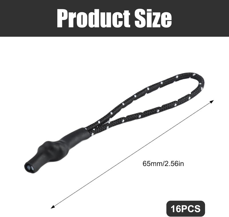 PKRFCJ 16PCS Zipper Pull Replacement, Backpack Tag Paracord Black Zipper Pull Tab for Bags Purses Clothes Backpacks - Repair Kits - Image 2